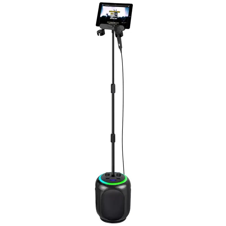 Black Wireless Karaoke System with Bluetooth Audio and Disco Lights