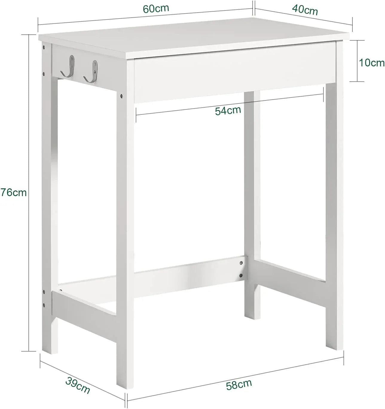 Small White Desk with Drawer Hooks - Mekamart Australia