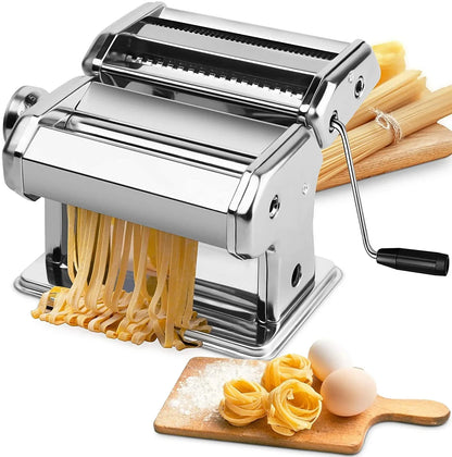 Pasta Maker Manual Steel Machine with 8 Adjustable Thickness Settings - Mekamart Australia