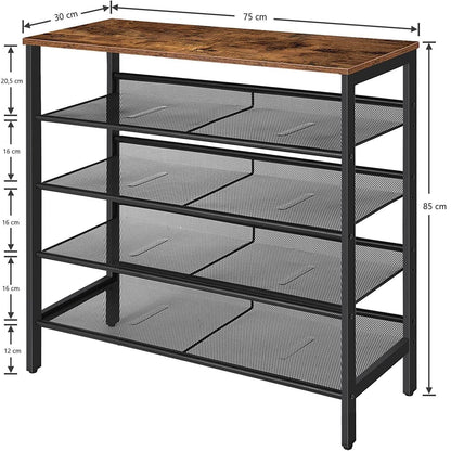 5-Tier Shoe Rack, Industrial Shoe Organizer Storage Bench - Mekamart Australia