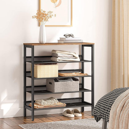 5-Tier Shoe Rack, Industrial Shoe Organizer Storage Bench - Mekamart Australia