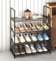 4-Tier Stainless Steel Shoe Rack Storage Organizer to Hold up to 15 Pairs of Shoes (55cm, Black) - Mekamart Australia