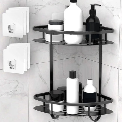 2 Pack Aluminum Adhesive Shower Caddy Corner Shelf Storage Rack for Bathroom - Mekamart Australia