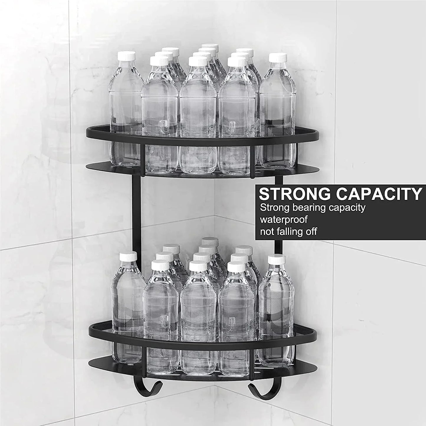 2 Pack Aluminum Adhesive Shower Caddy Corner Shelf Storage Rack for Bathroom - Mekamart Australia