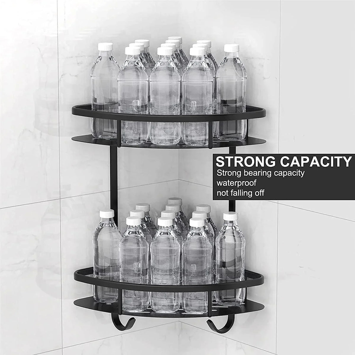 2 Pack Aluminum Adhesive Shower Caddy Corner Shelf Storage Rack for Bathroom - Mekamart Australia