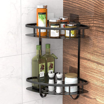 2 Pack Aluminum Adhesive Shower Caddy Corner Shelf Storage Rack for Bathroom - Mekamart Australia