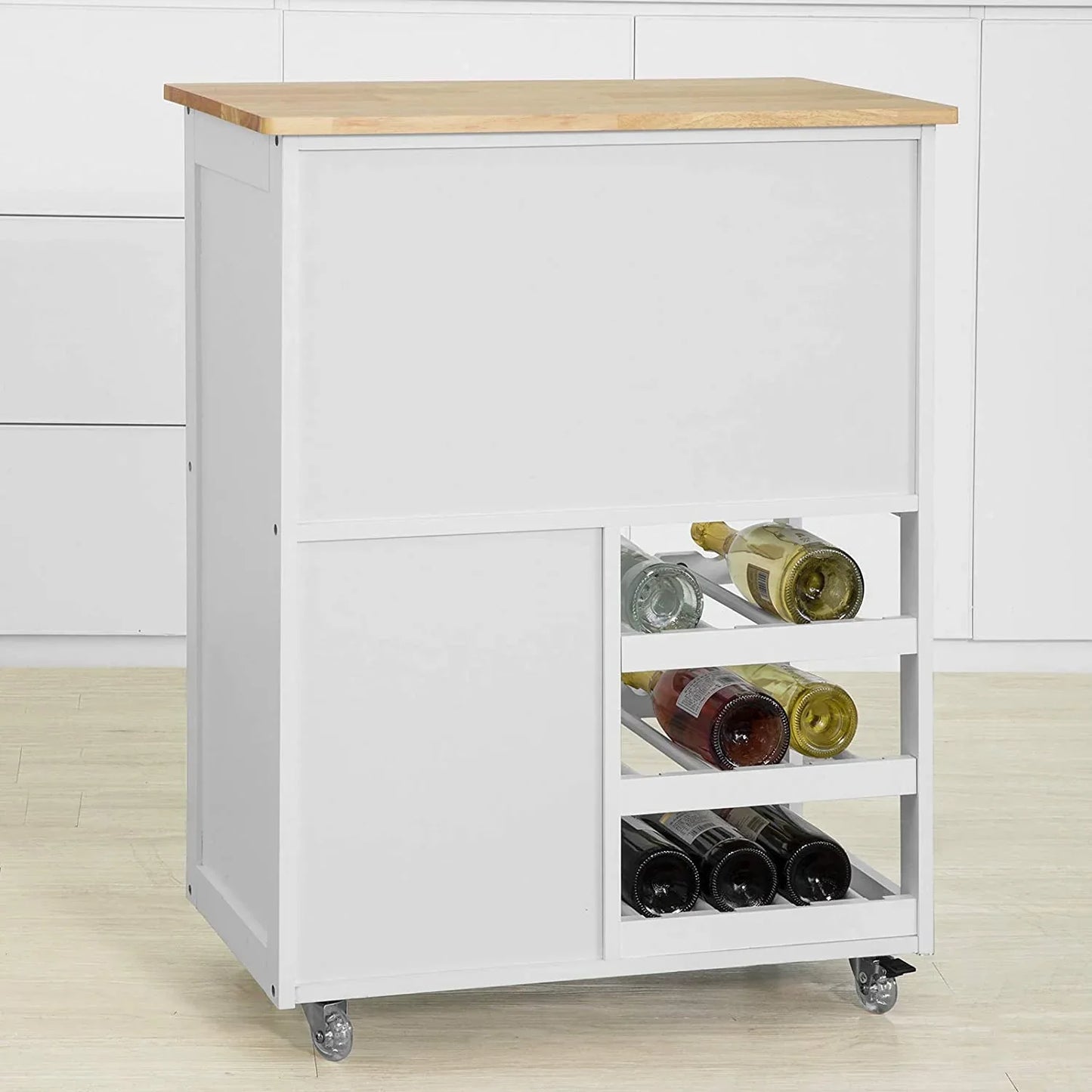 Kitchen Trolley with Wine Racks, Portable Workbench and Serving Cart for Bar or Dining - Mekamart Australia