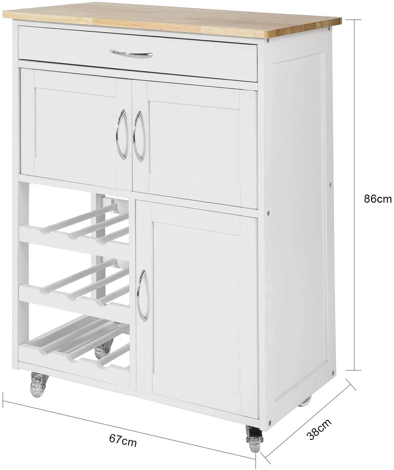 Kitchen Trolley with Wine Racks, Portable Workbench and Serving Cart for Bar or Dining - Mekamart Australia