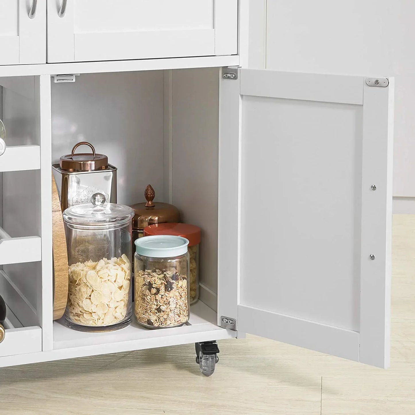 Kitchen Trolley with Wine Racks, Portable Workbench and Serving Cart for Bar or Dining - Mekamart Australia