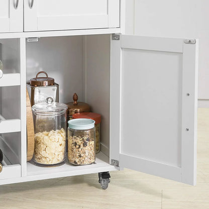 Kitchen Trolley with Wine Racks, Portable Workbench and Serving Cart for Bar or Dining - Mekamart Australia