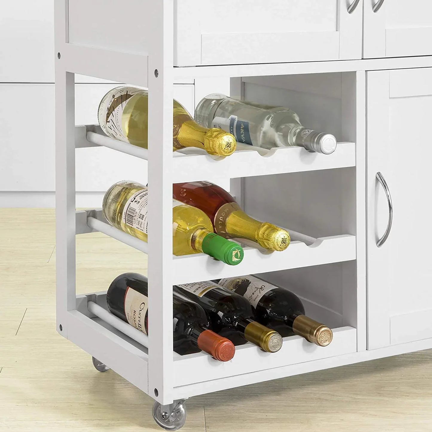 Kitchen Trolley with Wine Racks, Portable Workbench and Serving Cart for Bar or Dining - Mekamart Australia