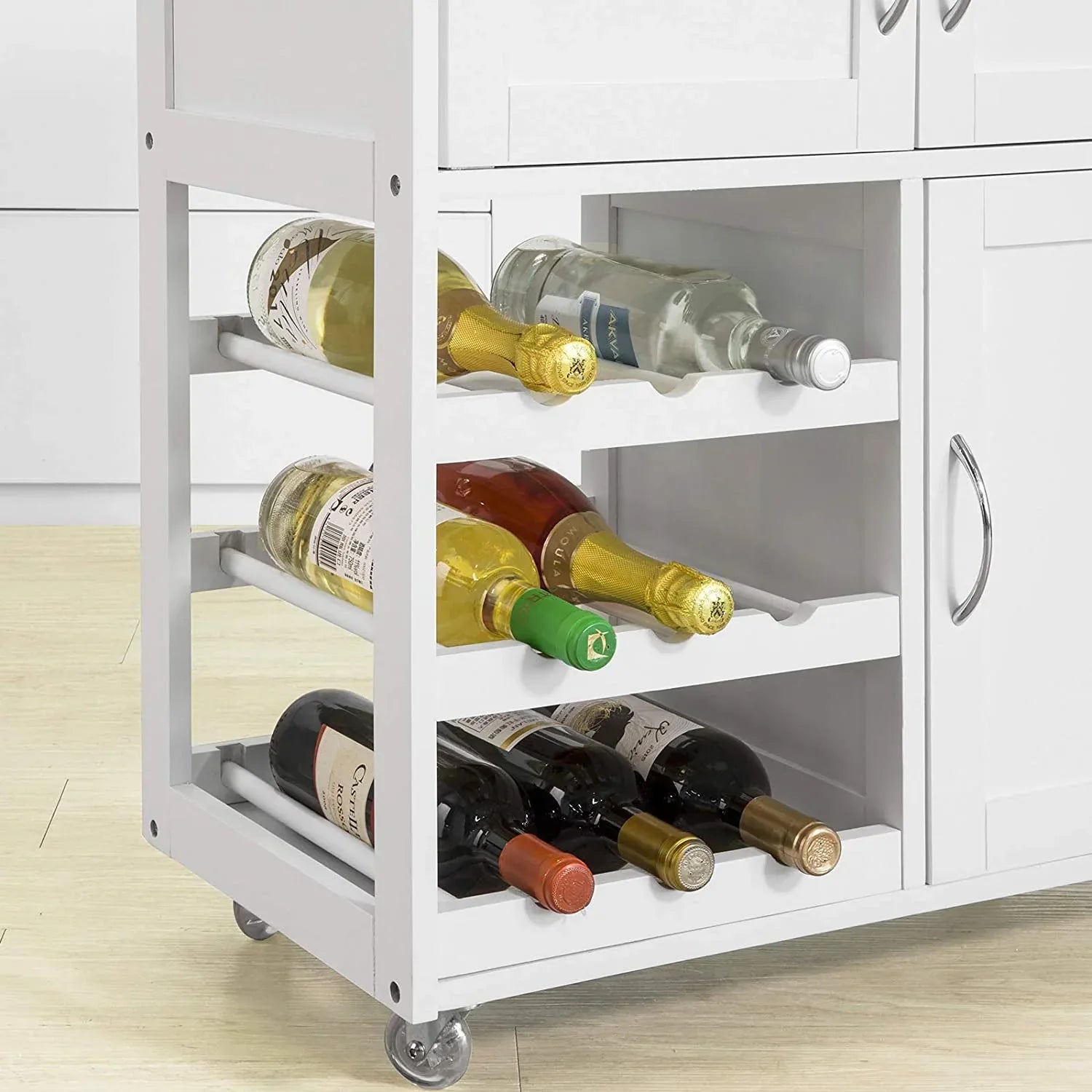 Kitchen Trolley with Wine Racks, Portable Workbench and Serving Cart for Bar or Dining - Mekamart Australia