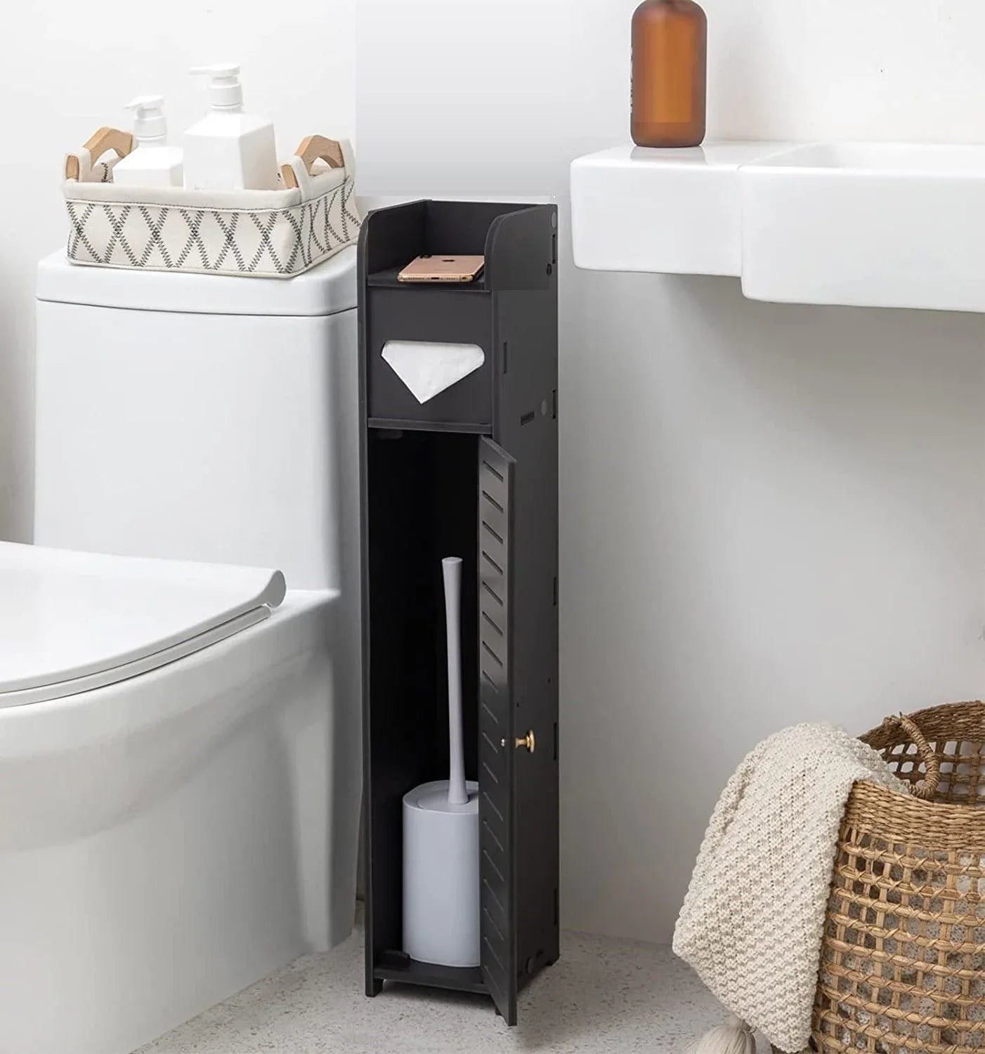 Toilet Paper Roll Holder for Bathroom (Black, 80 cm) - Mekamart Australia