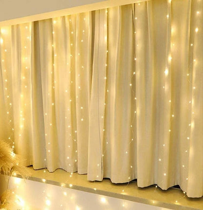 300 LEDs Window Curtain Fairy Lights 8 Modes and Remote Control for Bedroom (Warm White, 300 x 300cm) - Mekamart Australia