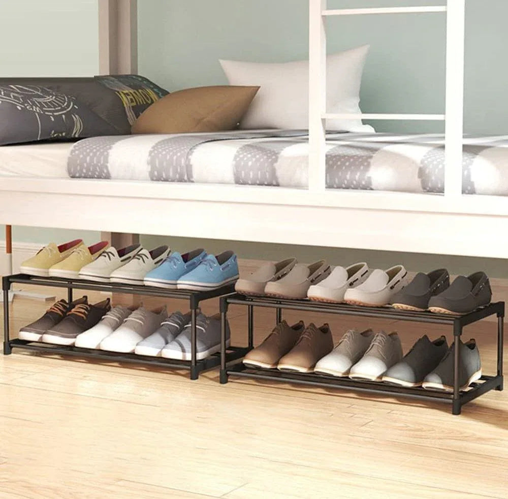 4-Tier Stainless Steel Shoe Rack Storage Organizer to Hold up to 20 Pairs of Shoes (80cm, Black) - Mekamart Australia