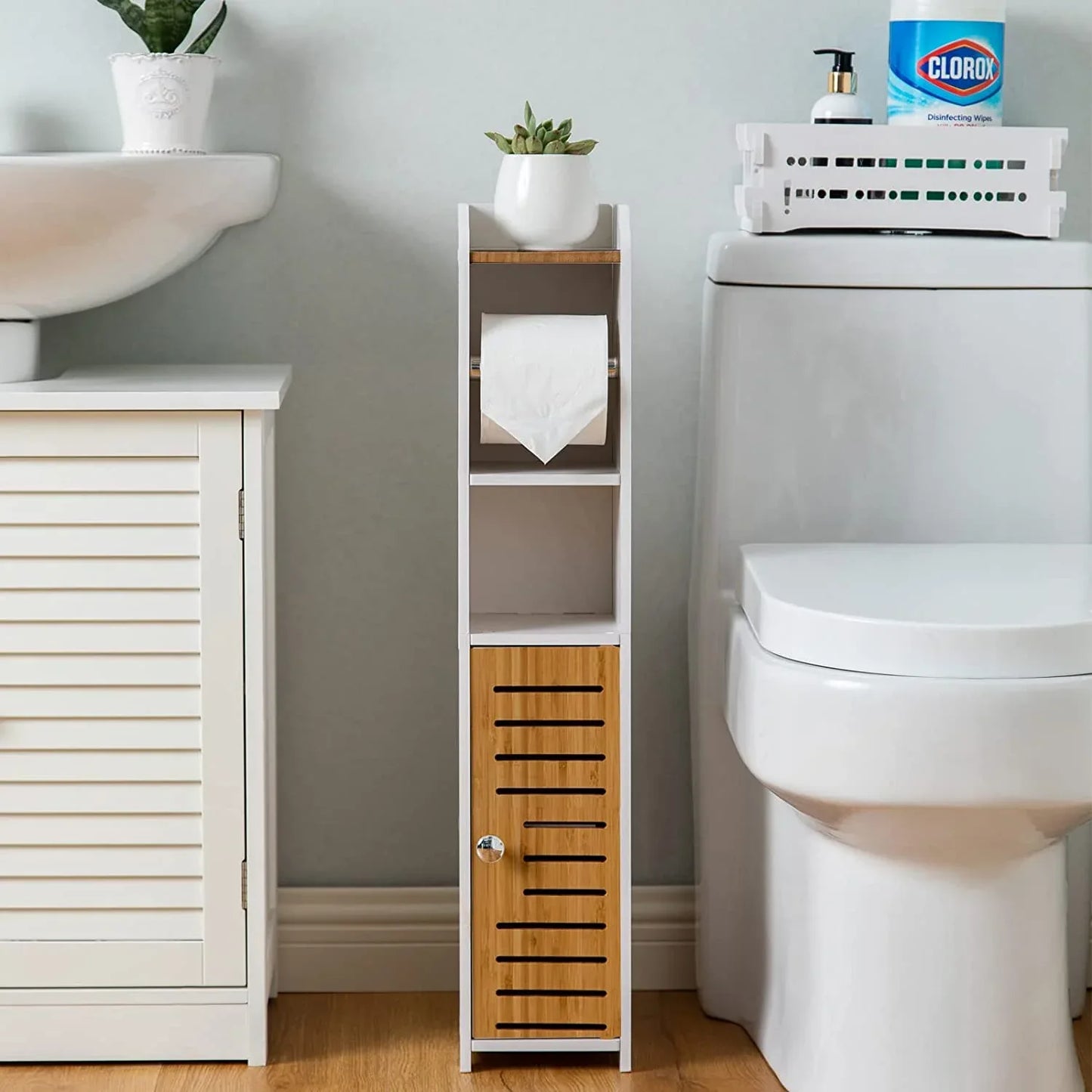 Toilet Paper Roll Holder for Bathroom with roller (Bamboo, 76cm) - Mekamart Australia