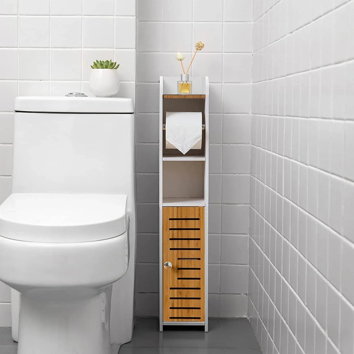 Toilet Paper Roll Holder for Bathroom with roller (Bamboo, 76cm) - Mekamart Australia