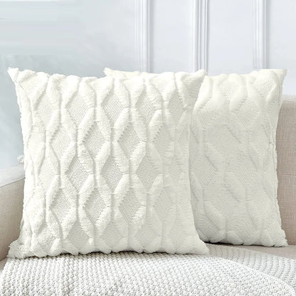 2 Pack Decorative Boho Throw Pillow Covers 45 x 45 cm (White) - Mekamart Australia