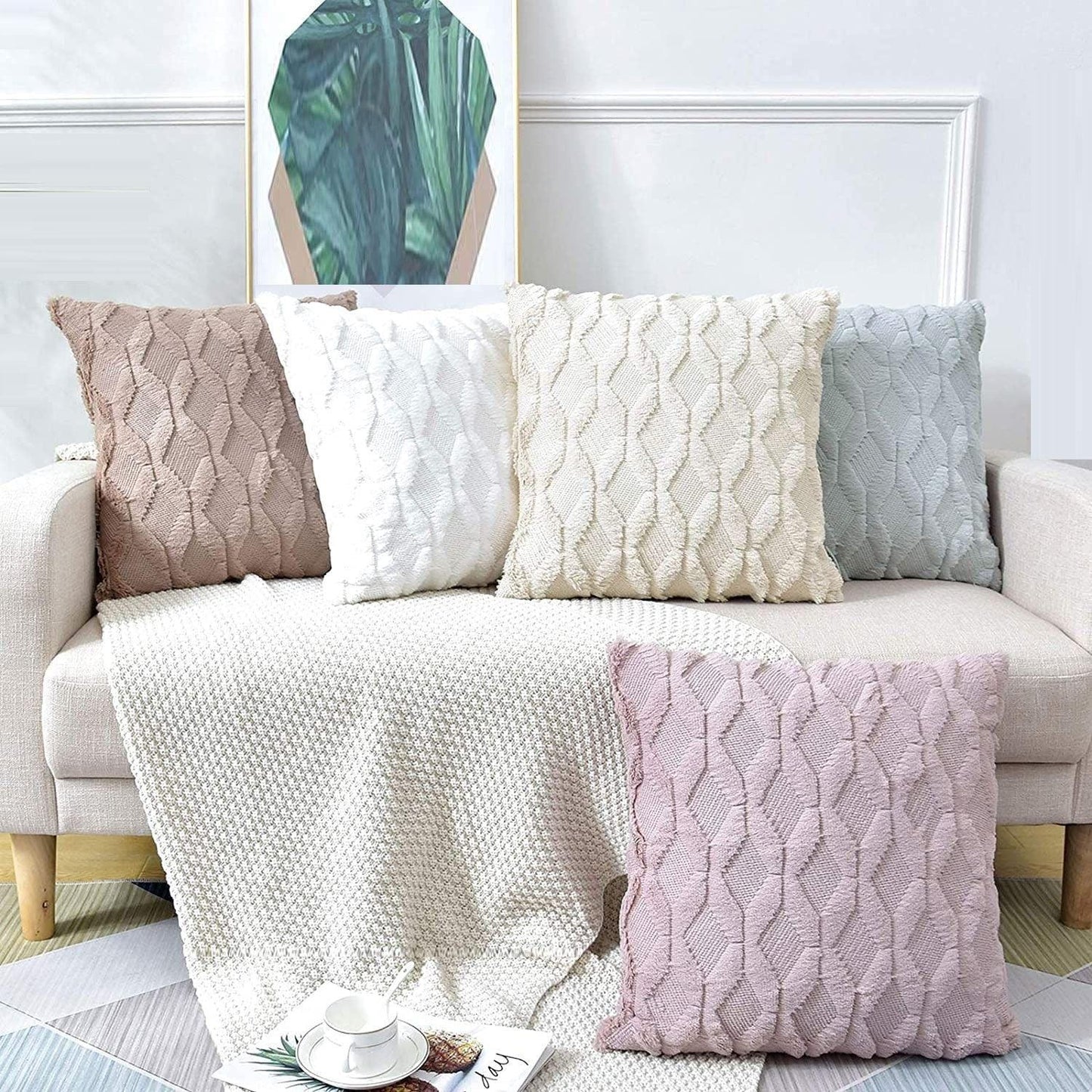 2 Pack Decorative Boho Throw Pillow Covers 45 x 45 cm (White) - Mekamart Australia