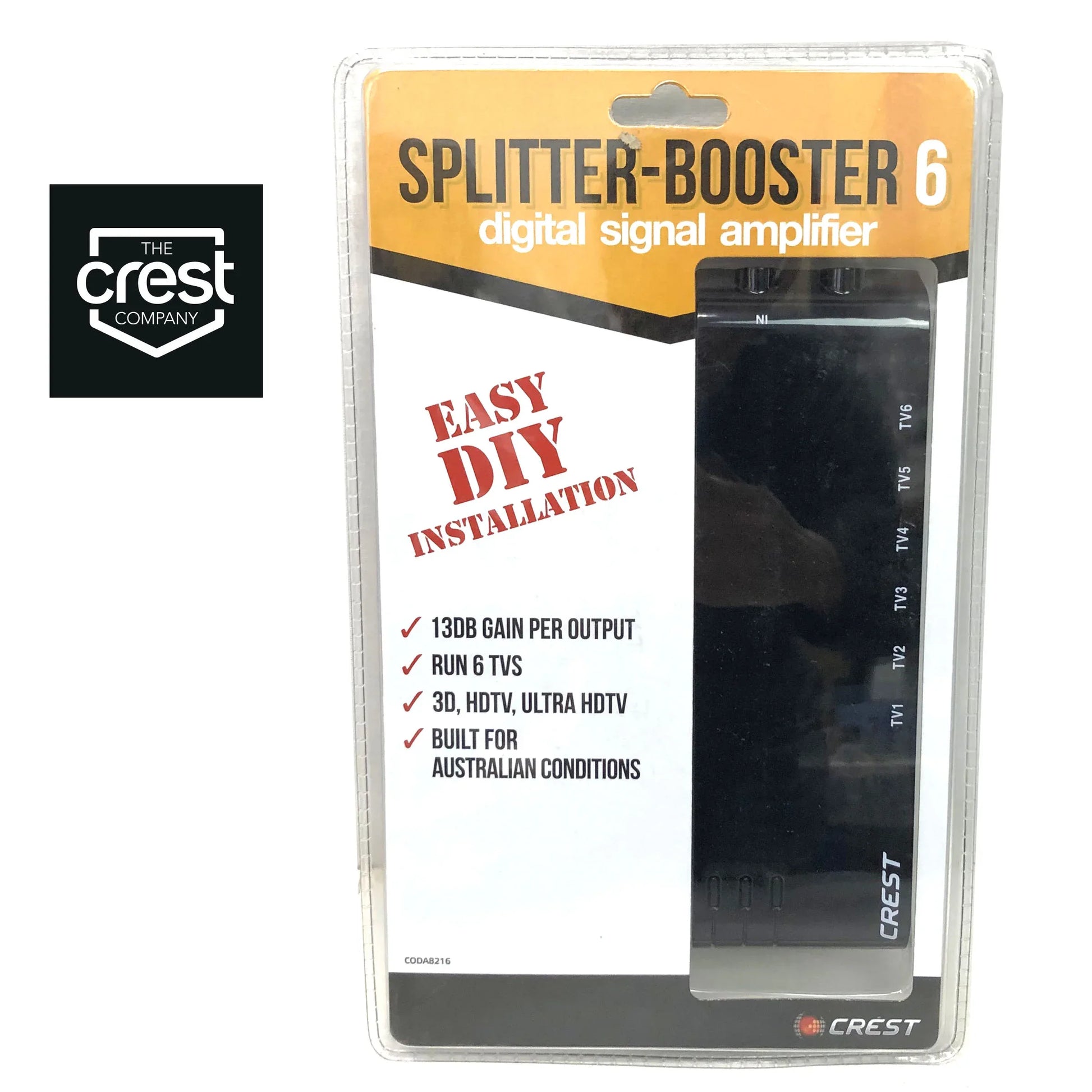 Crest UHF VHF Digital TV Signal Splitter Distributor 6 Outputs - Mekamart Australia