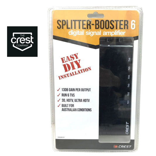 Crest UHF VHF Digital TV Signal Splitter Distributor 6 Outputs - Mekamart Australia