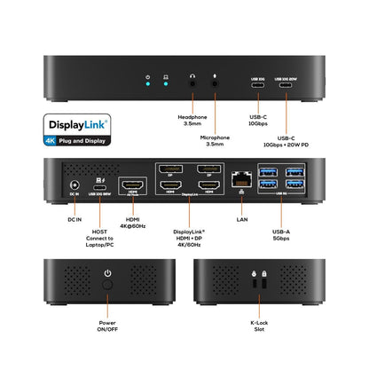 mbeat USB-C Triple 4K Display Docking Station  (DisplayLink® + HDMI-ALT)