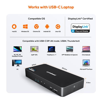 mbeat USB-C Triple 4K Display Docking Station  (DisplayLink® + HDMI-ALT)