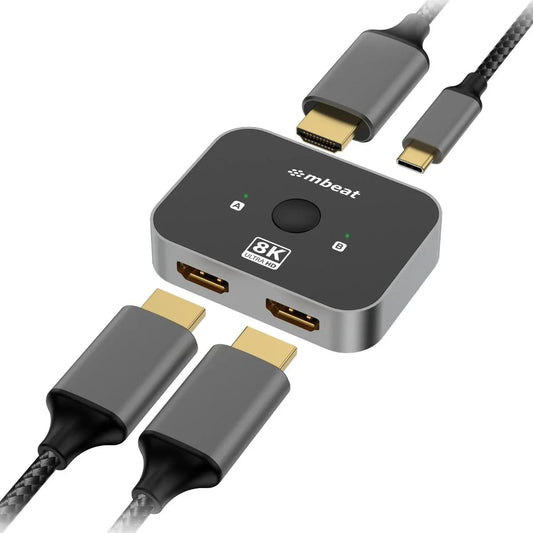 mbeat 8K Bi-directional HDMI 2.1 Switch 2 In 1 Out/1 In 2 Out - Mekamart Australia