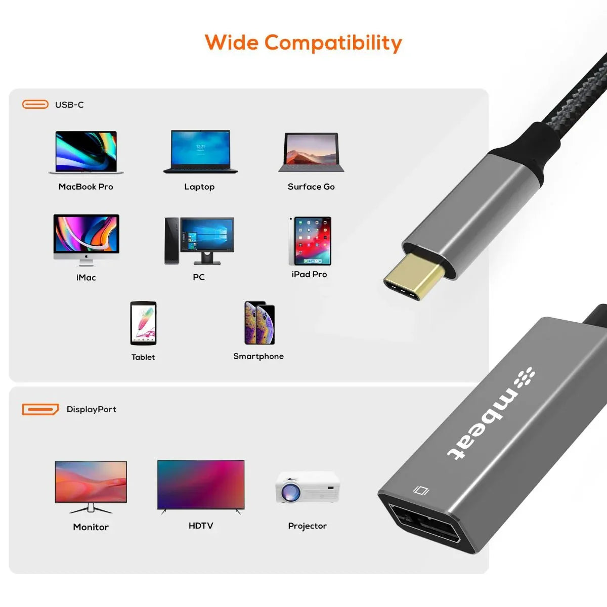 mbeat Elite USB-C to Display Port Adapter - Space Grey - Mekamart Australia