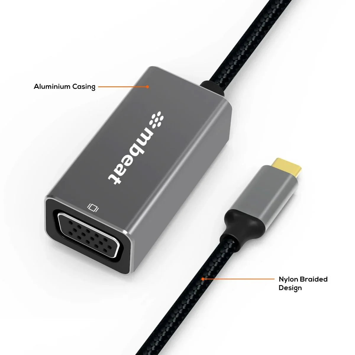 mbeat Elite USB-C to VGA Adapter- Space Grey - Mekamart Australia
