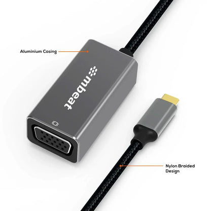 mbeat Elite USB-C to VGA Adapter- Space Grey - Mekamart Australia