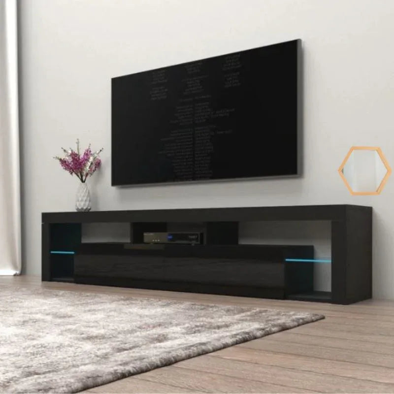 Modern TV Cabinet Living Room Furniture 200cm Black - Mekamart Australia