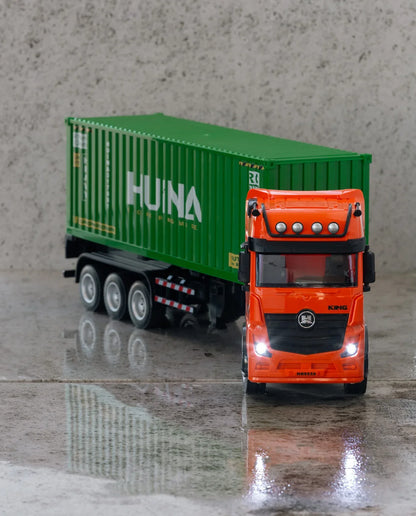 1:18 Scale 9-Channel Alloy Remote Control Container Truck with Lights & Sound for Indoor Play - Mekamart Australia