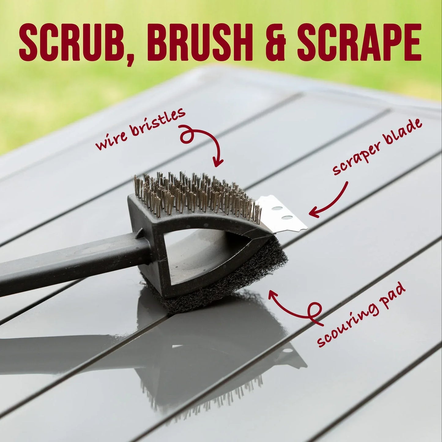 Stainless Steel BBQ Brush and Scraper Blade - Mekamart Australia