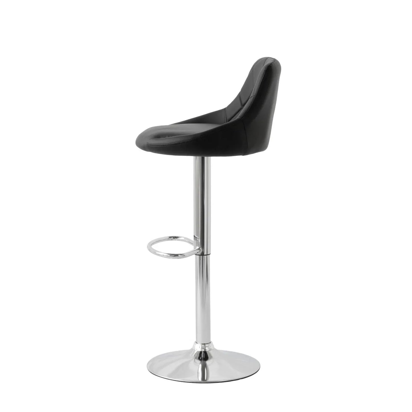 2 Diamond Style Padded Leather Barstools (Black) w/ Adjustable Height - Mekamart Australia