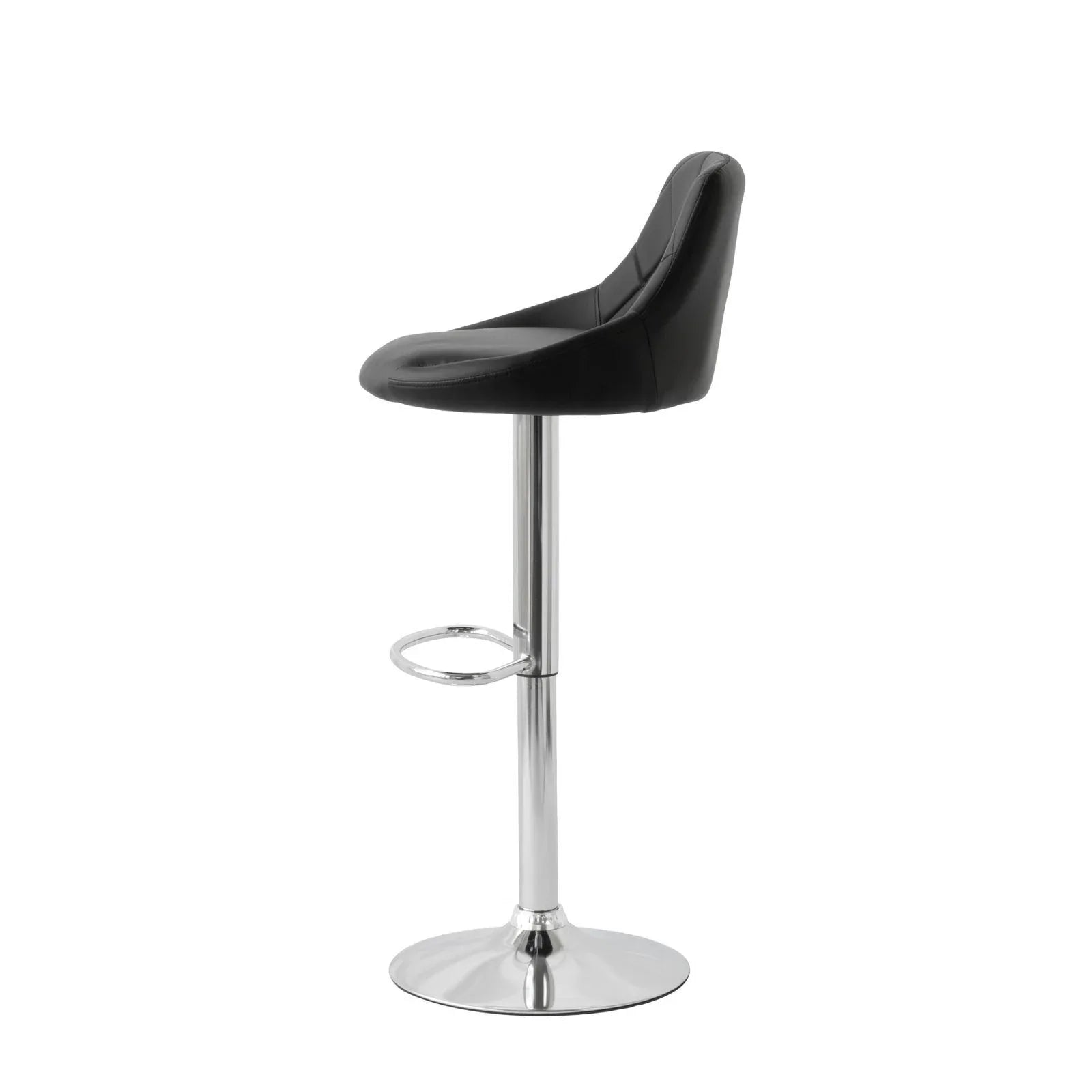 2 Diamond Style Padded Leather Barstools (Black) w/ Adjustable Height - Mekamart Australia