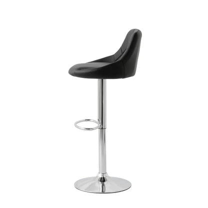 2 Diamond Style Padded Leather Barstools (Black) w/ Adjustable Height - Mekamart Australia
