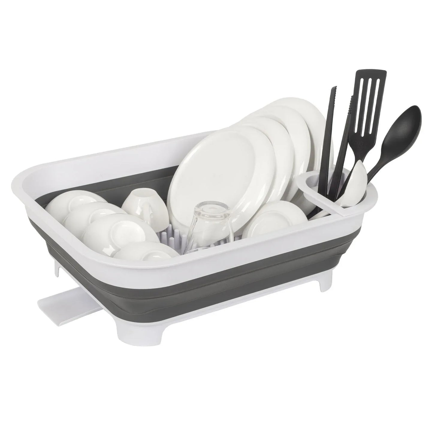 Collapsible Dish Rack with Utensil Section Space-Saving Drying Rack for Compact Kitchens & Camping - Mekamart Australia