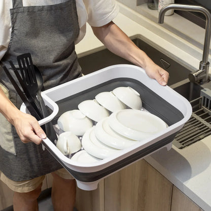 Collapsible Dish Rack with Utensil Section Space-Saving Drying Rack for Compact Kitchens & Camping - Mekamart Australia
