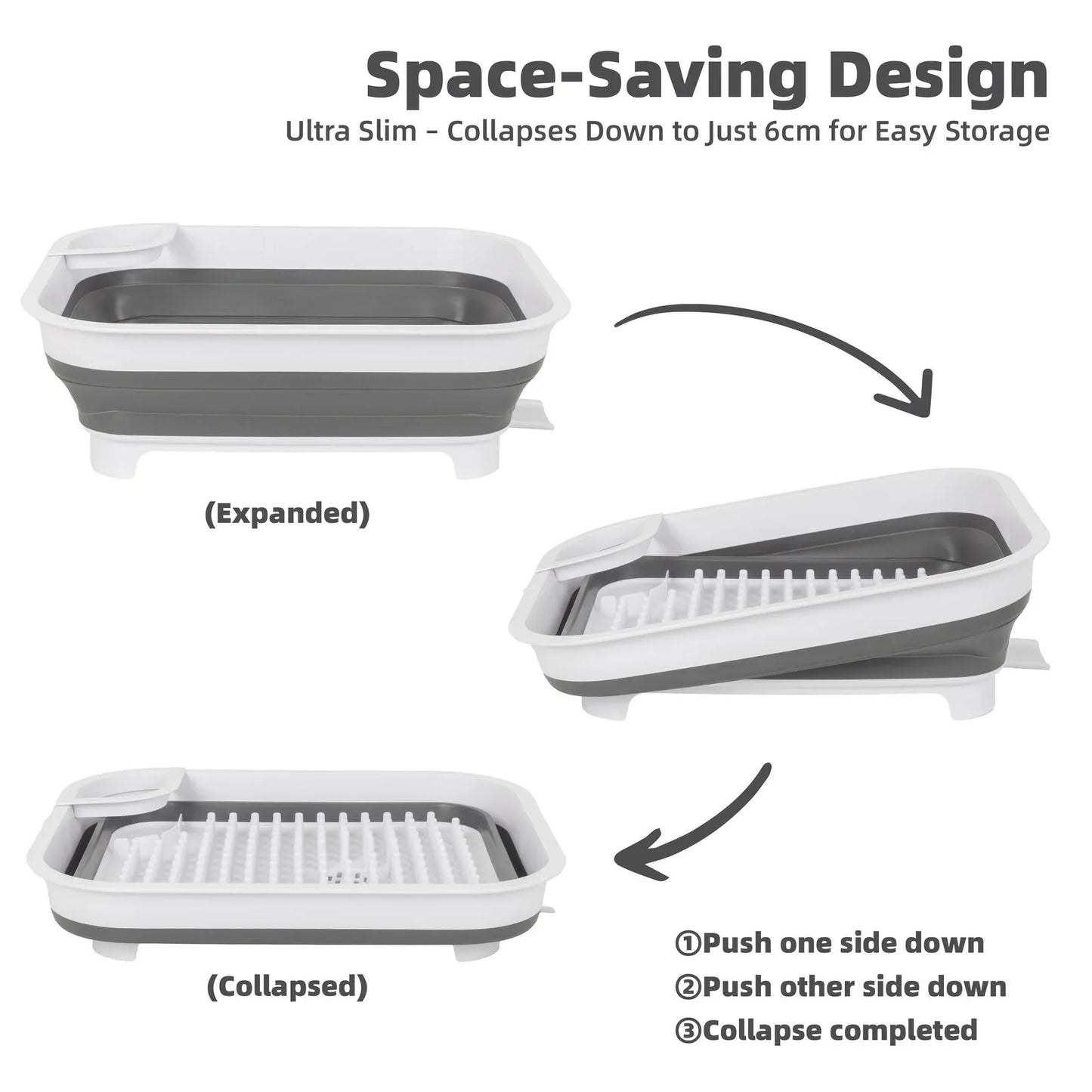 Collapsible Dish Rack with Utensil Section Space-Saving Drying Rack for Compact Kitchens & Camping - Mekamart Australia