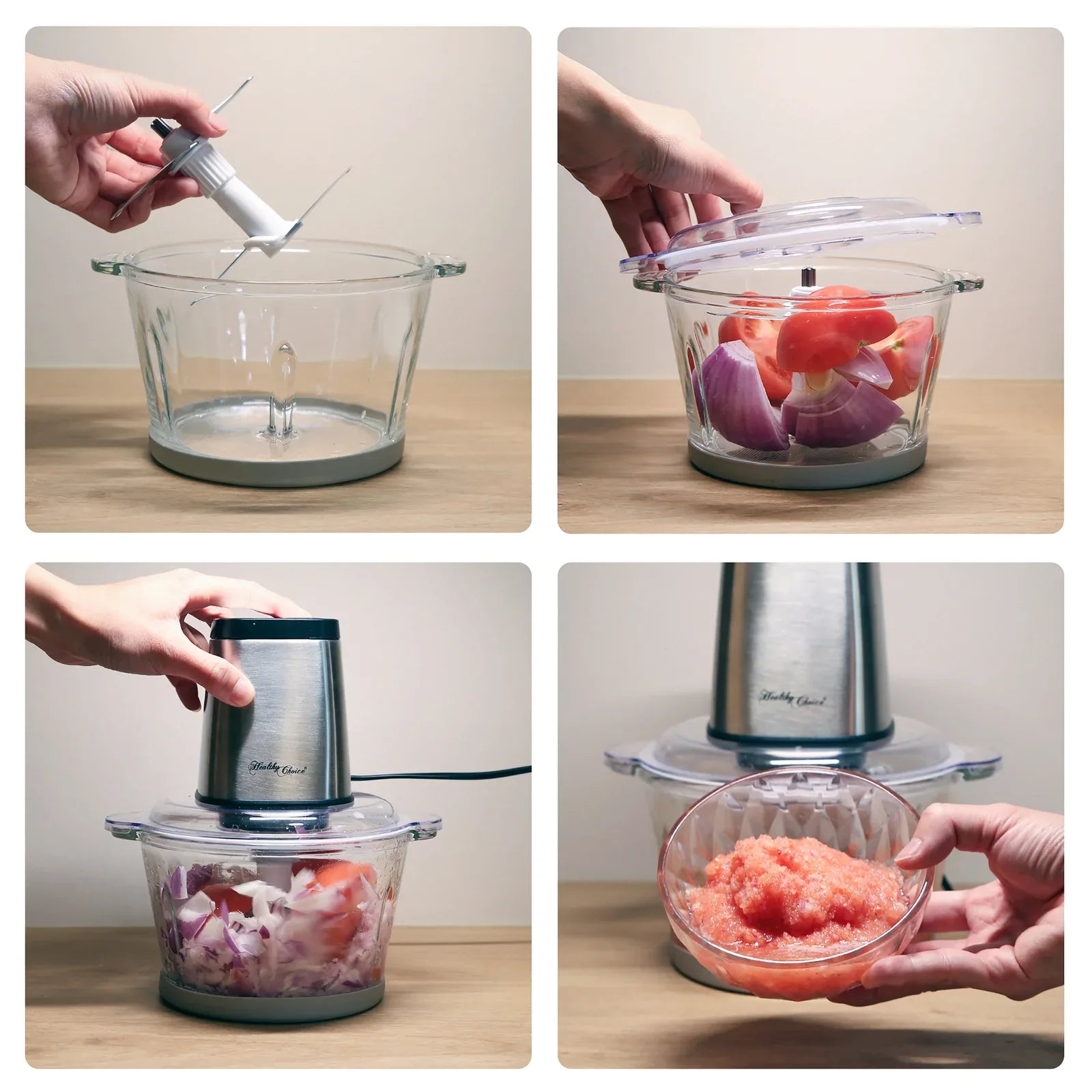 Large Powerful Food Chopper/ Stainless Steel/ 2kg Capacity/ 300W - Mekamart Australia