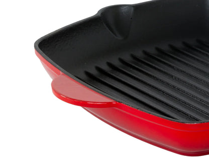 Enamelled Cast Iron Square Grill Pan (44 x 30 x 4.7 cm) - Red - Mekamart Australia