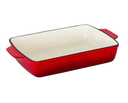 Enamelled Cast Iron 38.5x23cm Rectangular Roaster (3.4L) - Red - Mekamart Australia