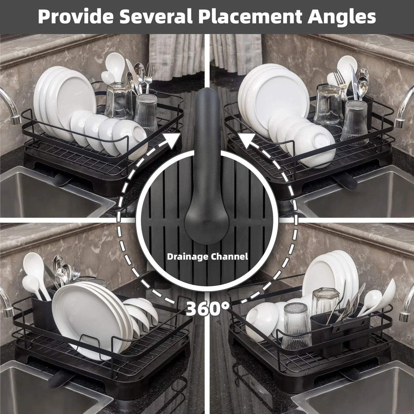 Steel Frame Dish Drying Rack Durable Steel Frame, Removable Utensil Holder, Compact Size for Small Kitchens & Apartments - Mekamart Australia