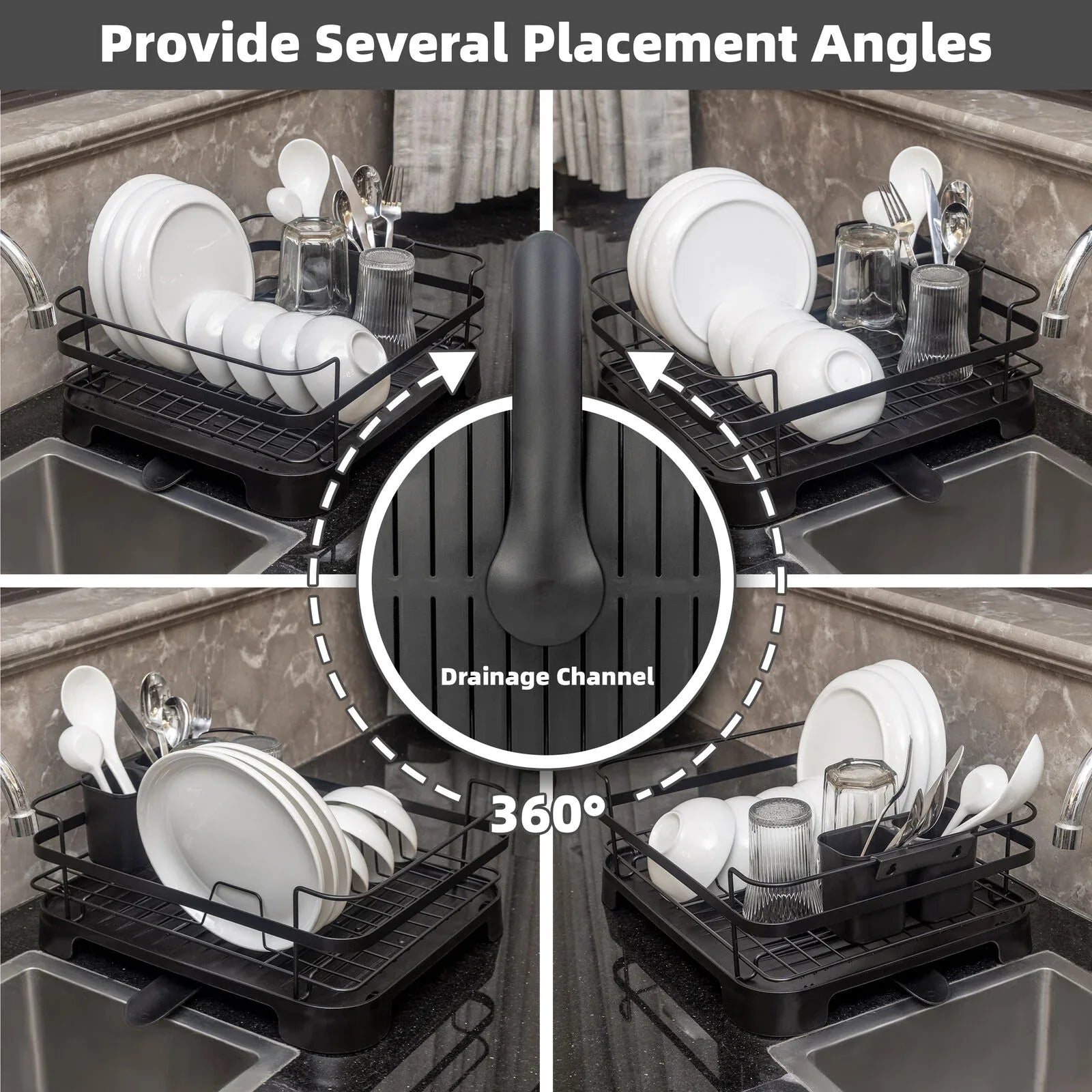 Steel Frame Dish Drying Rack Durable Steel Frame, Removable Utensil Holder, Compact Size for Small Kitchens & Apartments - Mekamart Australia