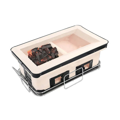 Portable Hibachi Tabletop Grill Dual Charcoal BBQ Chambers - Mekamart Australia