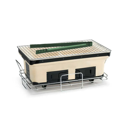 Portable Hibachi Tabletop Grill Dual Charcoal BBQ Chambers - Mekamart Australia