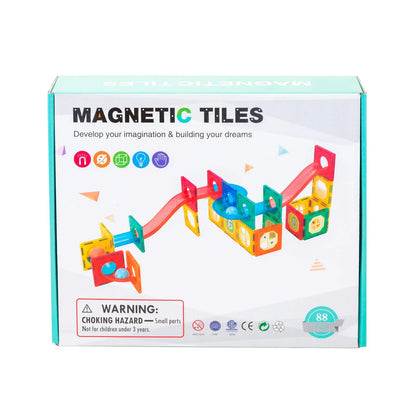 88 Pcs non-toxic STEM Educational, Durable Magnetic Tiles/Puzzle with Storage Bag - Mekamart Australia
