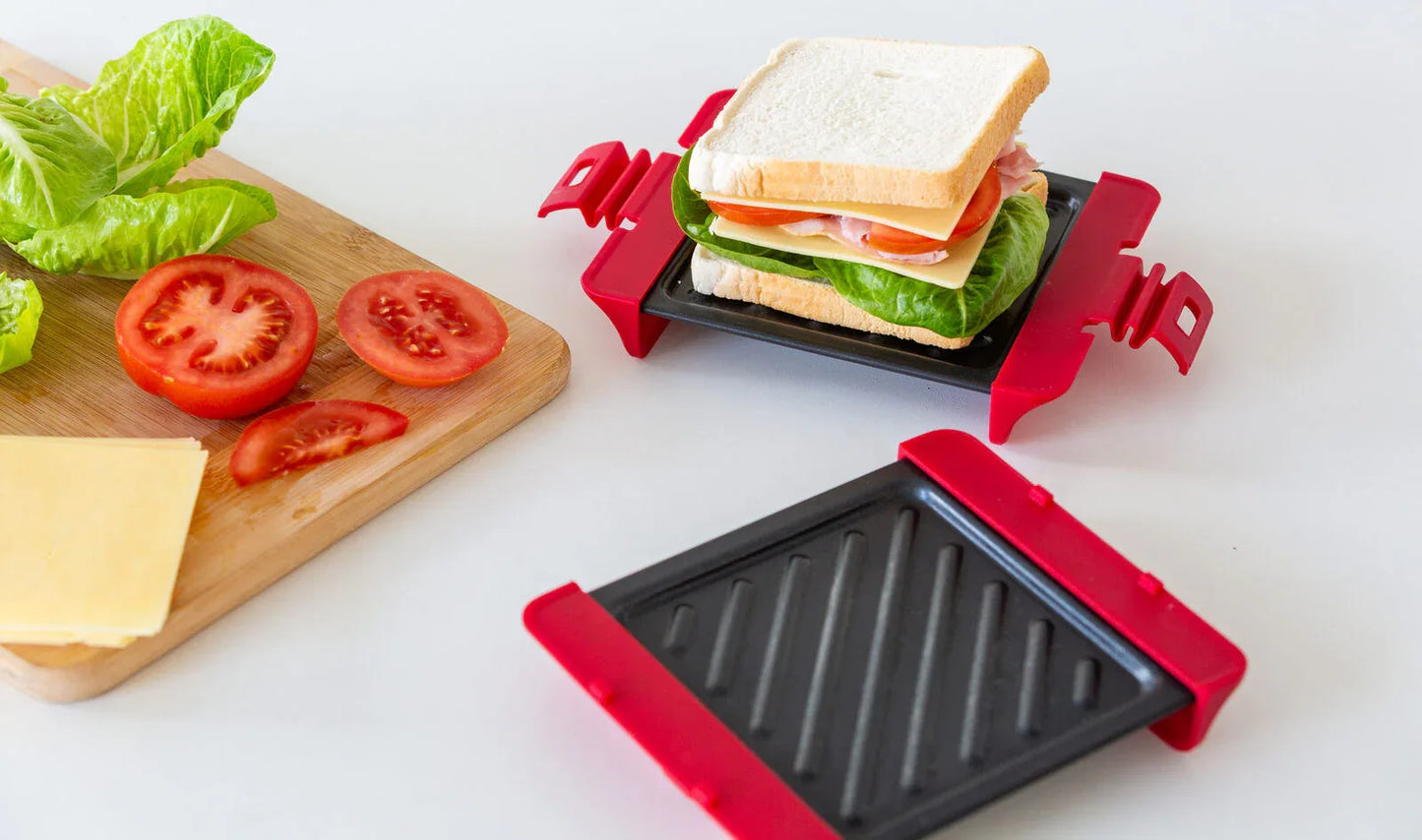 Compact Microwave Sandwich Maker Non-Stick Grill Plates for Quick Meals at Home, Work, or Travel - Mekamart Australia