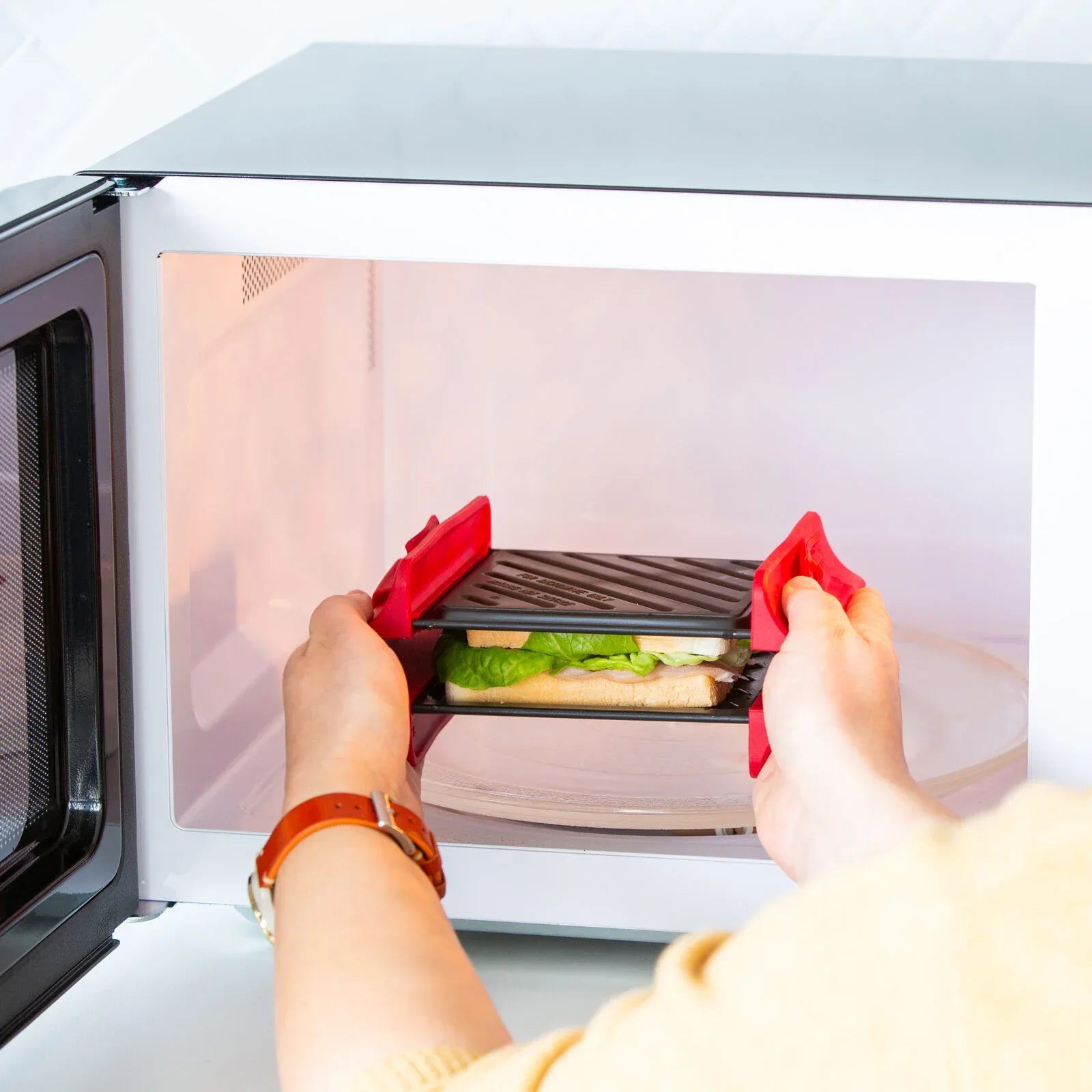 Compact Microwave Sandwich Maker Non-Stick Grill Plates for Quick Meals at Home, Work, or Travel - Mekamart Australia